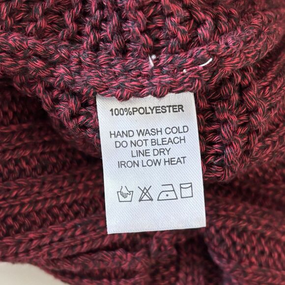 ee some Chunky Cropped Sweater Burgundy V Neck Boxy Fit Cable Knit - Picture 7 of 8
